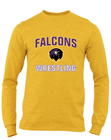 Monroe Falcons Front View Wrestling Men's LS T-Shirt