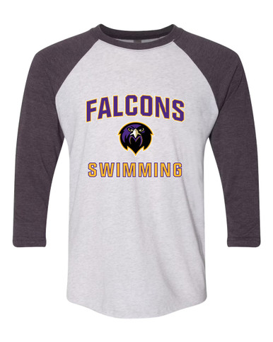Monroe Falcons Front View Swimming Men's Baseball T-Shirt
