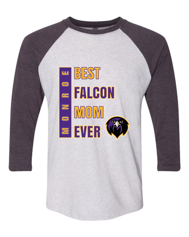Monroe Falcons Front View Best Falcon Mom Women's Baseball T-Shirt