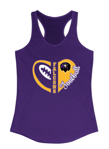 Monroe Falcons Front View Heart Football Women's Tank Top