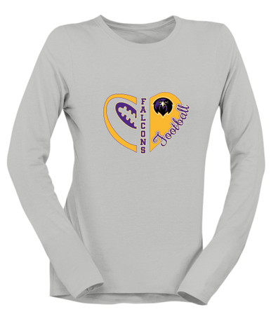 Monroe Falcons Front View Heart Football Women's Premium LS T-Shirt