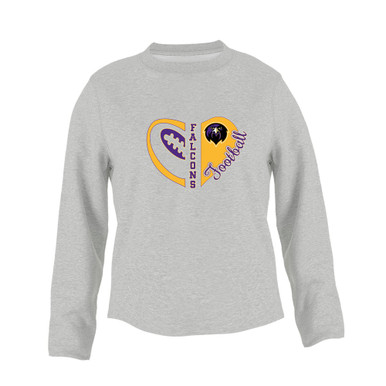 Monroe Falcons Front View Heart Football Women's Sweatshirt