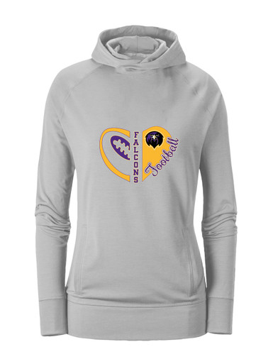 Monroe Falcons Front View Heart Football Women's Hoodie