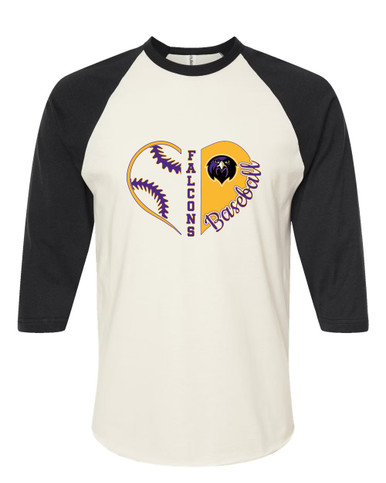 Monroe Falcons Front View Heart Baseball Women's Baseball T-Shirt