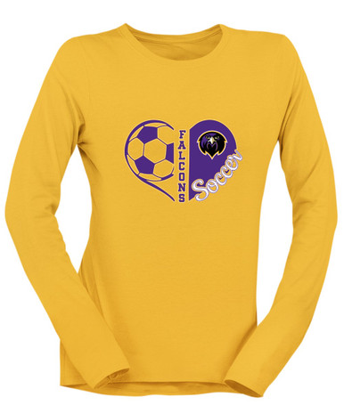 Monroe Falcons Front View Heart Soccer Women's LS T-Shirt