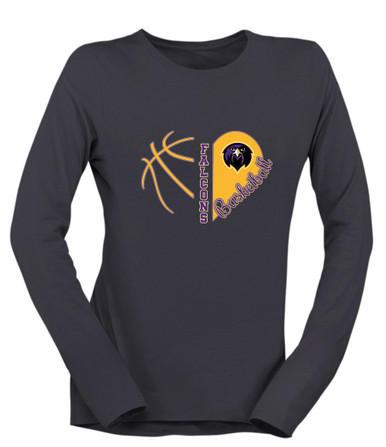 Monroe Falcons Front View Heart Basketball Women's Premium LS T-Shirt