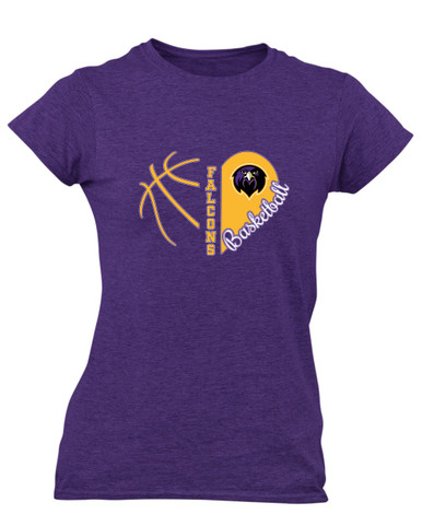 Monroe Falcons Front View Heart Basketball Women's Premium SS T-Shirt