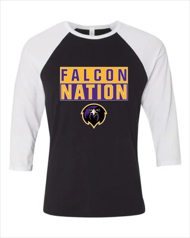 Monroe Falcons Front View Nation #1 Women's Baseball T-Shirt