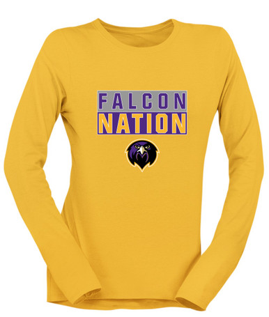 Monroe Falcons Front View Nation #1 Women's LS T-Shirt