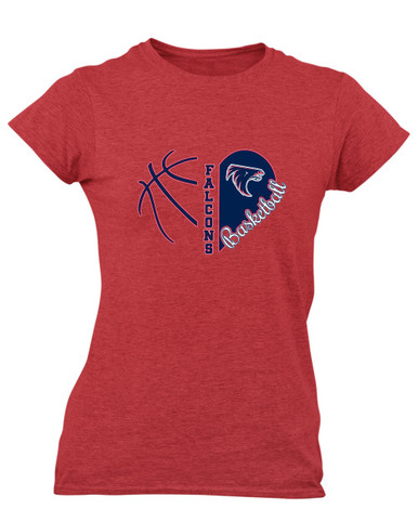 Clear Lake Falcons Heart Basketball Women's SS T-Shirt