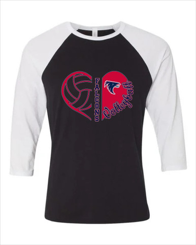 Clear Lake Falcons Heart Volleyball Women's Baseball T-Shirt