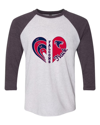 Clear Lake Falcons Heart Track Women's Baseball T-Shirt