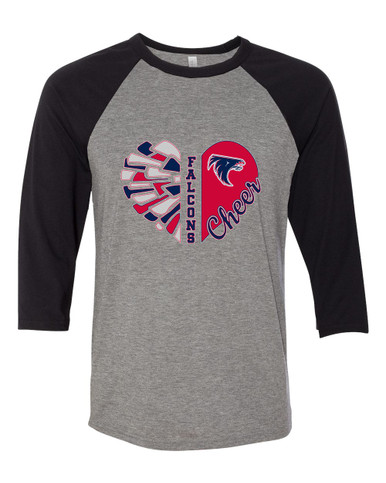 Clear Lake Falcons Heart Cheer Women's Baseball T-Shirt