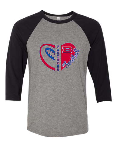 Bartlett Panthers Heart Football Women's Baseball T-Shirt