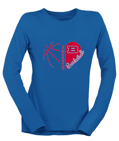 Bartlett Panthers Heart Basketball Women's LS T-Shirt