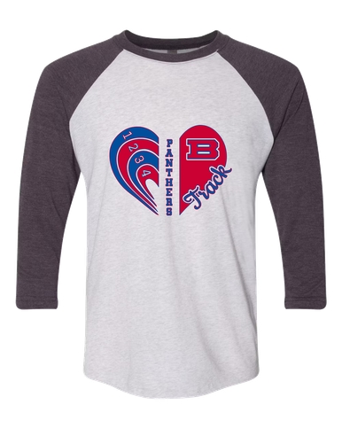 Bartlett Panthers Heart Track Women's Baseball T-Shirt
