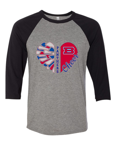 Bartlett Panthers Heart Cheer Women's Baseball T-Shirt