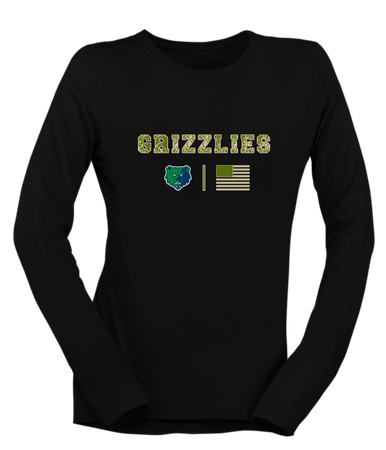 Creekview Grizzlies Camo Flag Women's Premium LS T-Shirt