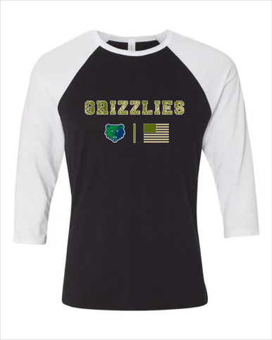 Creekview Grizzlies Camo Flag Women's Baseball T-Shirt