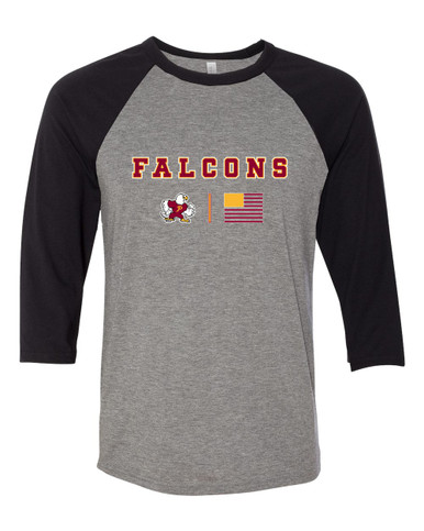 Prairie Falcons Team Colors Flag Women's Baseball T-Shirt