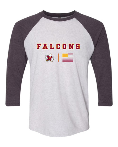 Prairie Falcons Team Colors Flag Men's Baseball T-Shirt