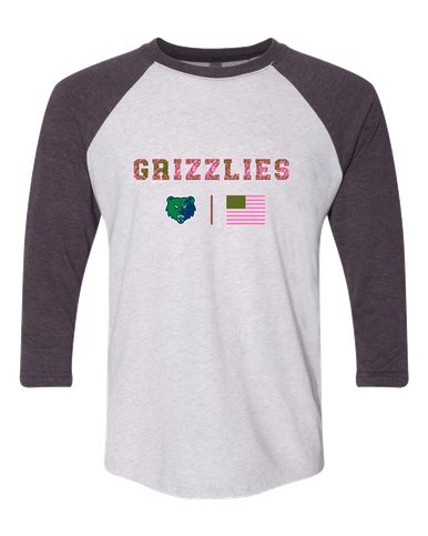Creekview Grizzlies Pink Camo Flag Women's Baseball T-Shirt