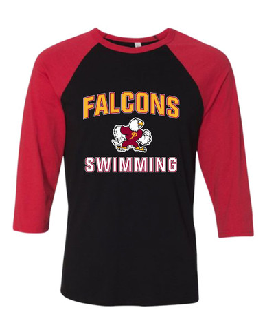 Prairie Falcons Swimming Men's Baseball T-Shirt