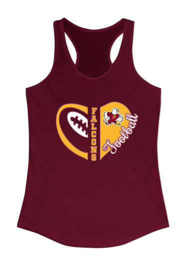 Prairie Falcons Heart Football Women's Tank Top