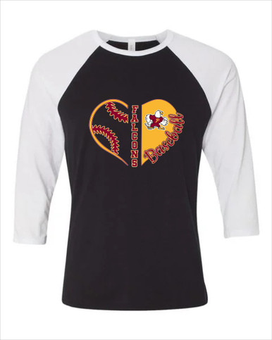 Prairie Falcons Heart Baseball Women's Baseball T-Shirt