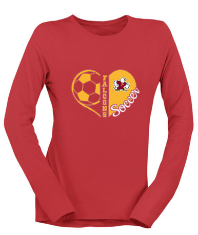 Prairie Falcons Heart Soccer Women's LS T-Shirt