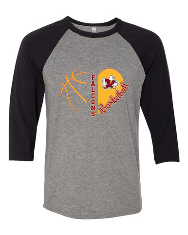 Prairie Falcons Heart Basketball Women's Baseball T-Shirt