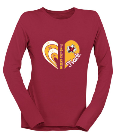 Prairie Falcons Heart Track Women's Premium LS T-Shirt