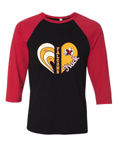 Prairie Falcons Heart Track Women's Baseball T-Shirt
