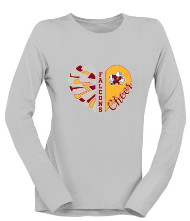 Prairie Falcons Heart Cheer Women's LS T-Shirt