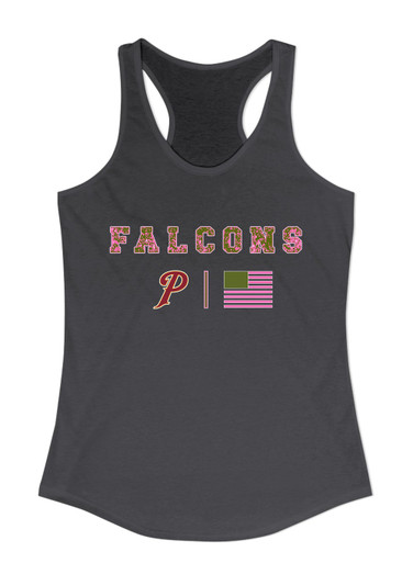 Prairie Falcons P Script Pink Camo Flag Women's Tank Top