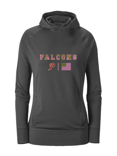 Prairie Falcons P Script Pink Camo Flag Women's Hoodie