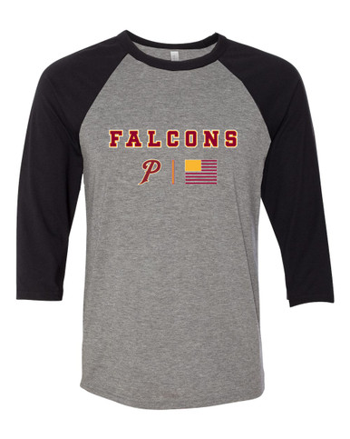 Prairie Falcons P Script Team Colors Flag Women's Baseball T-Shirt