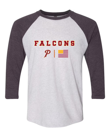 Prairie Falcons P Script Team Colors Flag Men's Baseball T-Shirt