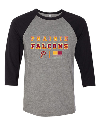 Prairie Falcons P Script Spirit Flag Men's Baseball T-Shirt