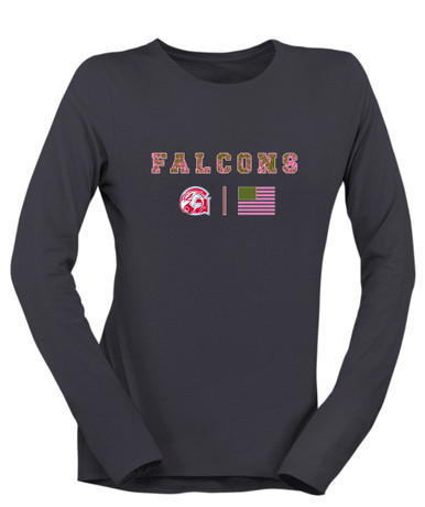Glendale Falcons Pink Camo Flag Women's LS T-Shirt