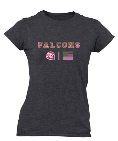 Glendale Falcons Pink Camo Flag Women's Premium SS T-Shirt