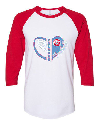 Glendale Falcons Heart Football Women's Baseball T-Shirt