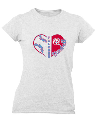 Glendale Falcons Heart Baseball Women's SS T-Shirt