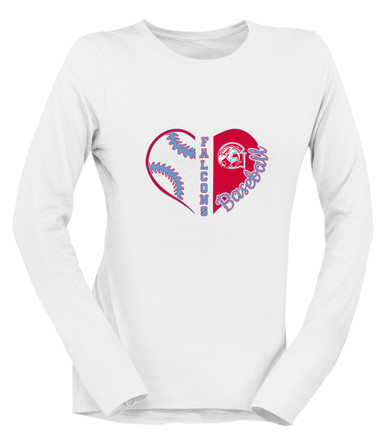 Glendale Falcons Heart Baseball Women's LS T-Shirt