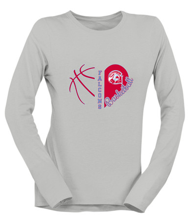 Glendale Falcons Heart Basketball Women's Premium LS T-Shirt