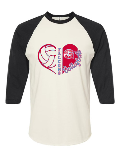 Glendale Falcons Heart Volleyball Women's Baseball T-Shirt
