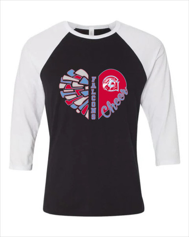 Glendale Falcons Heart Cheer Women's Baseball T-Shirt