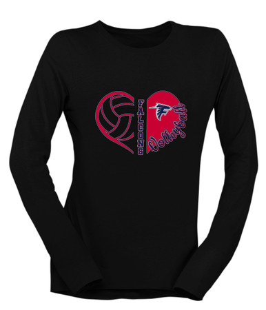 Forbush Falcons Heart Volleyball Women's LS T-Shirt