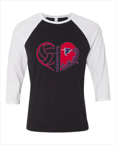 Forbush Falcons Heart Volleyball Women's Baseball T-Shirt