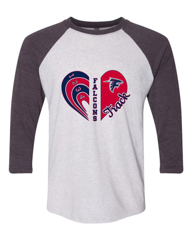 Forbush Falcons Heart Track Women's Baseball T-Shirt
